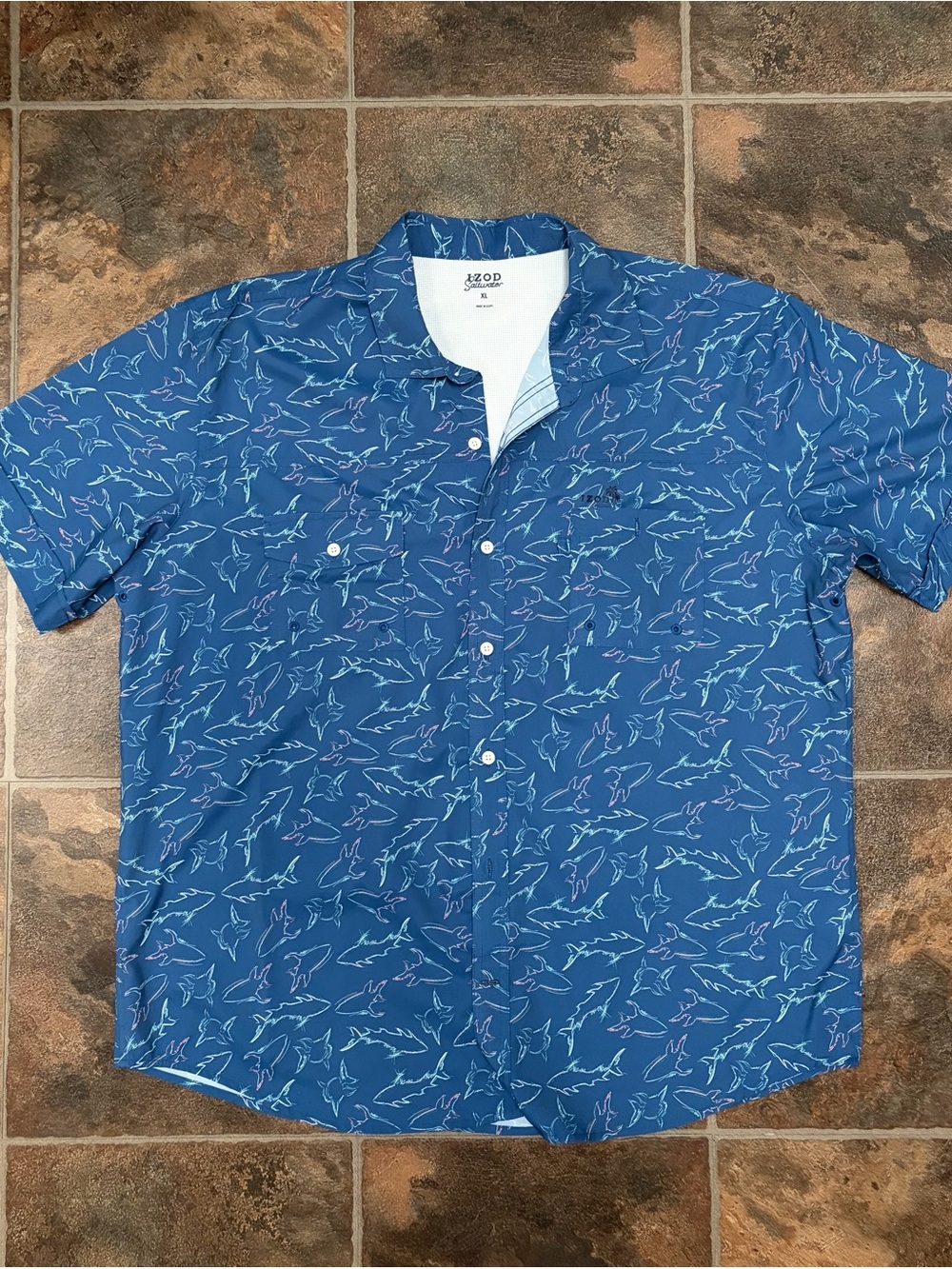 IZOD Sunshield Performance Short Sleeve Button Down Shirt